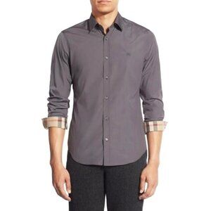 Burberry Men’s Cambridge Button-down Long Sleeve Shirt In Stone…
